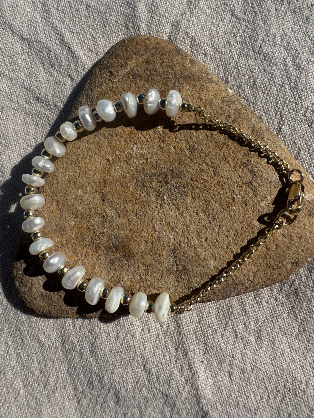 Handmade freshwater pearl and 14k gold-filled MILESTONES bracelet