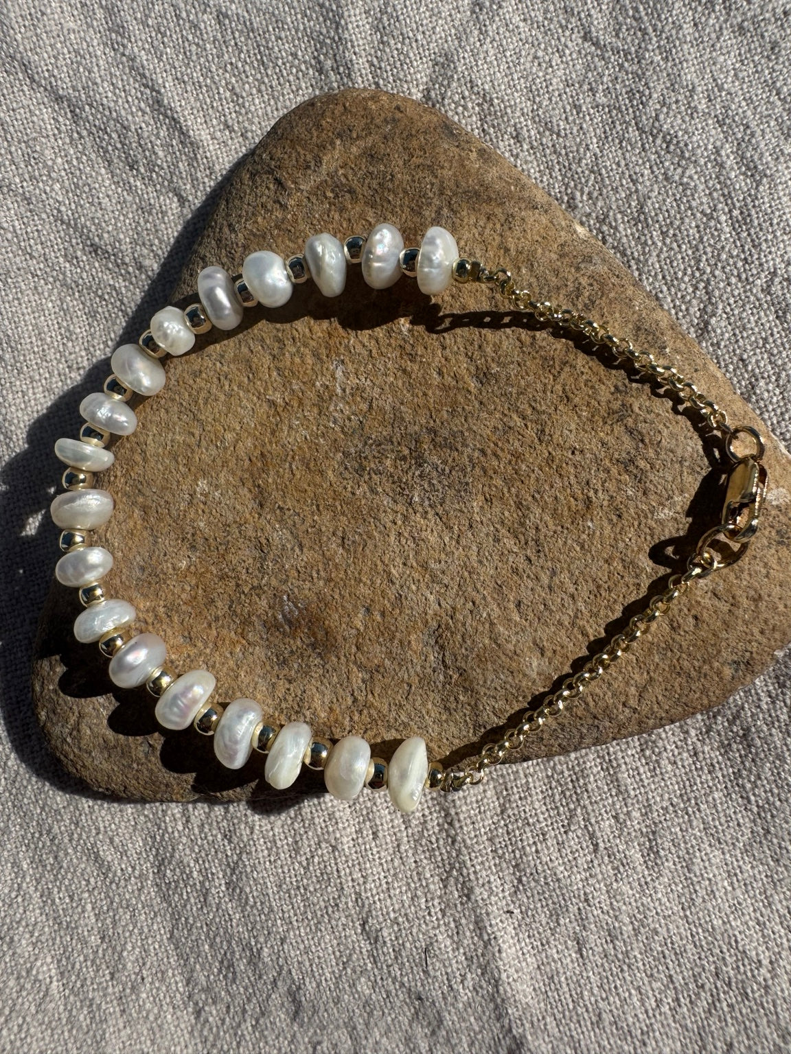 Handmade freshwater pearl and 14k gold-filled MILESTONES bracelet